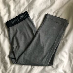 Grey Nike Pro Crop Leggings